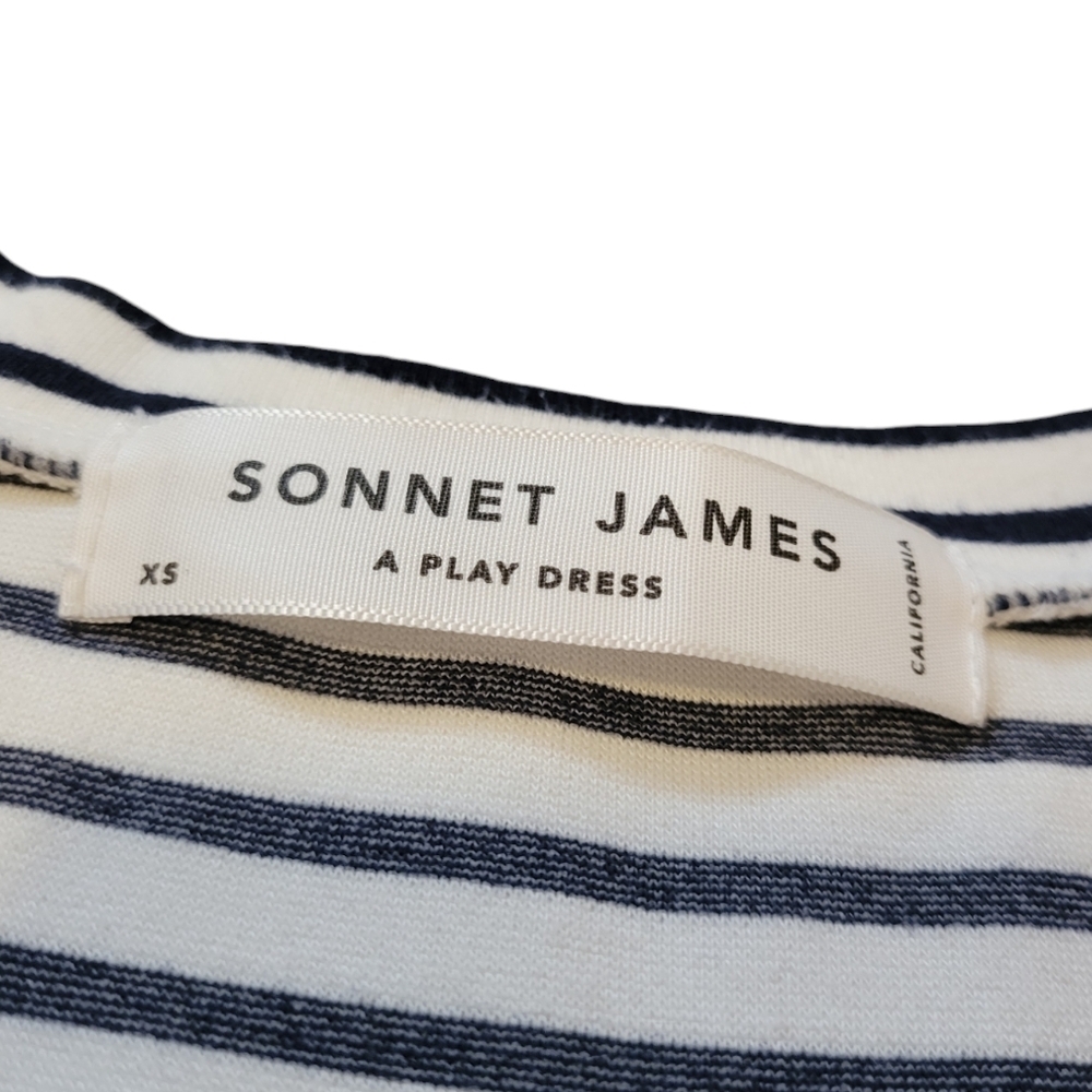 Striped Navy and White Sheath Dress - Casual Women’s Dress - Picture 4 of 10